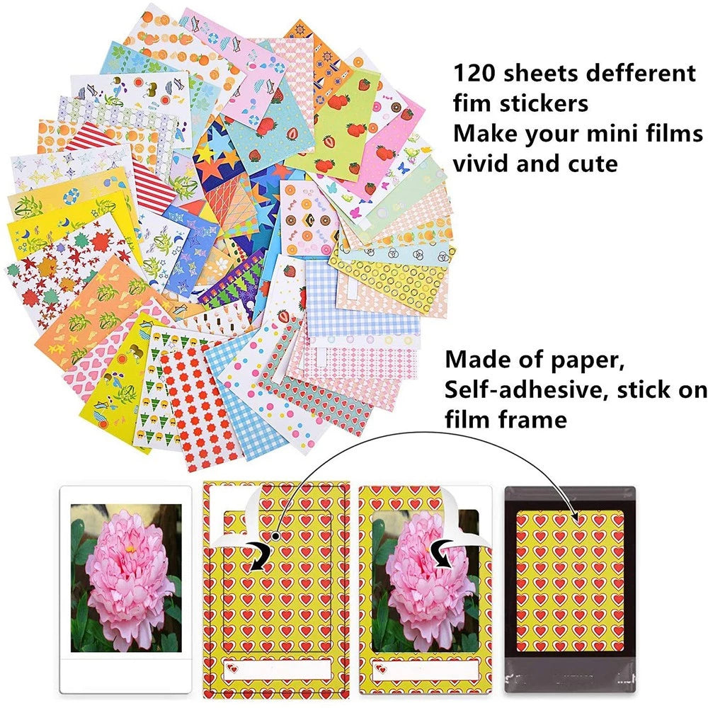 120 Pcs Diy Photo Film Adesivos Para Fujifilm Instax Mini Film