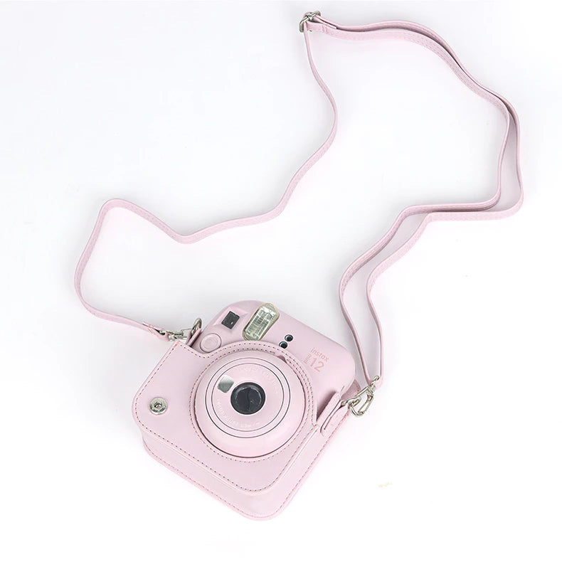 PU Leather Case with Shoulder Strap For Fujifilm Instax Mini 12 Camera