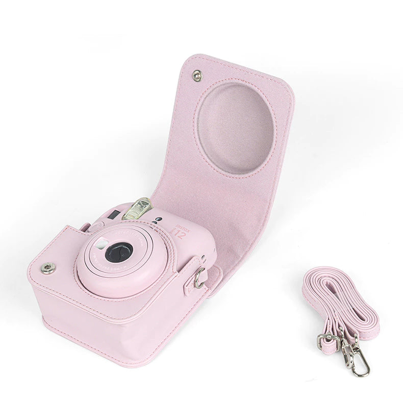 PU Leather Case with Shoulder Strap For Fujifilm Instax Mini 12 Camera